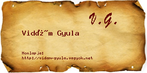 Vidám Gyula névjegykártya
